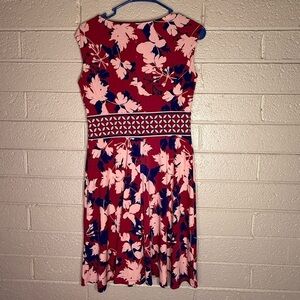 Wisp Floral Print Dress in Red and Pink